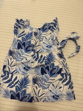 Janie and Jack Blue and White Floral Casual Dress